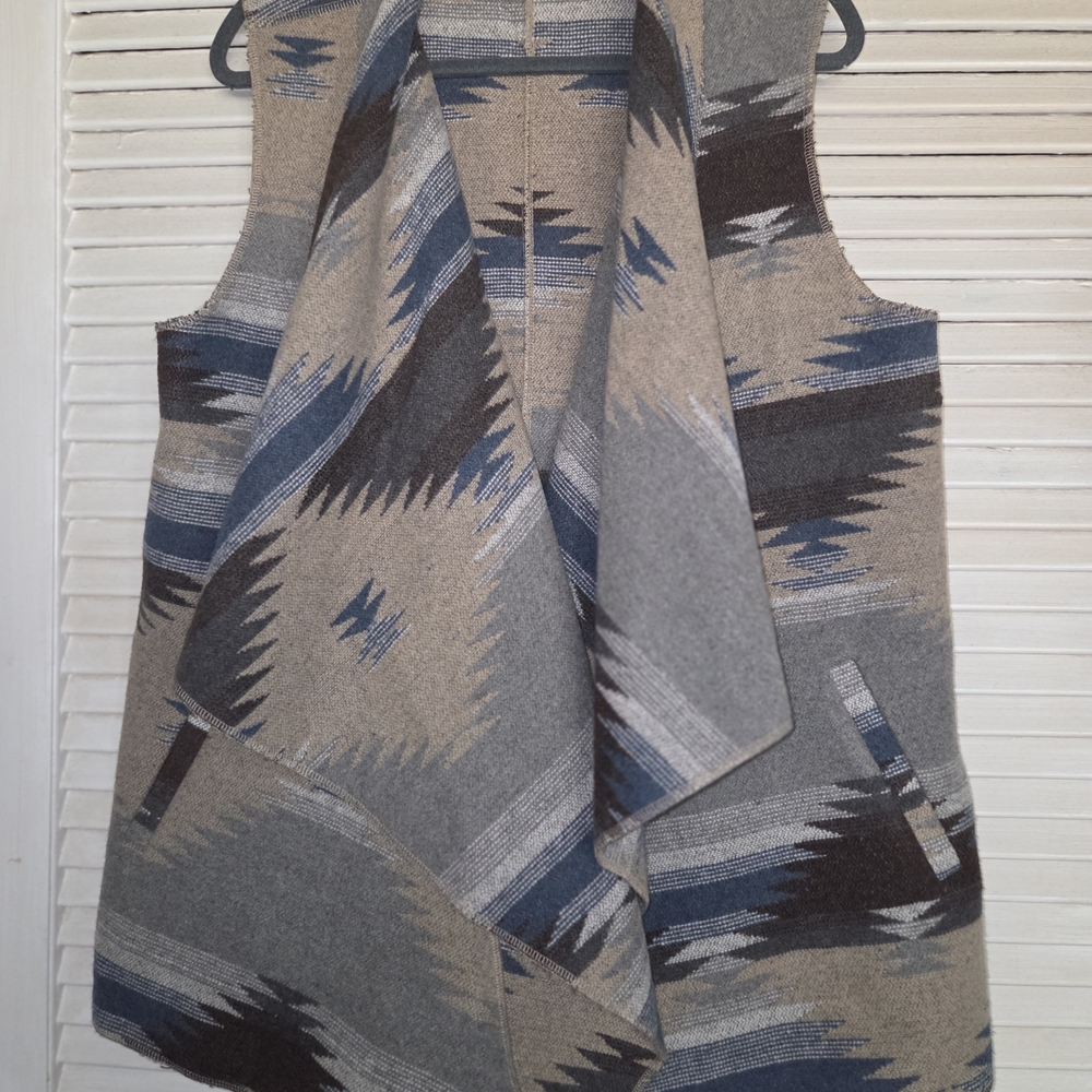 Aztec-Inspired Blue and Gray Vest